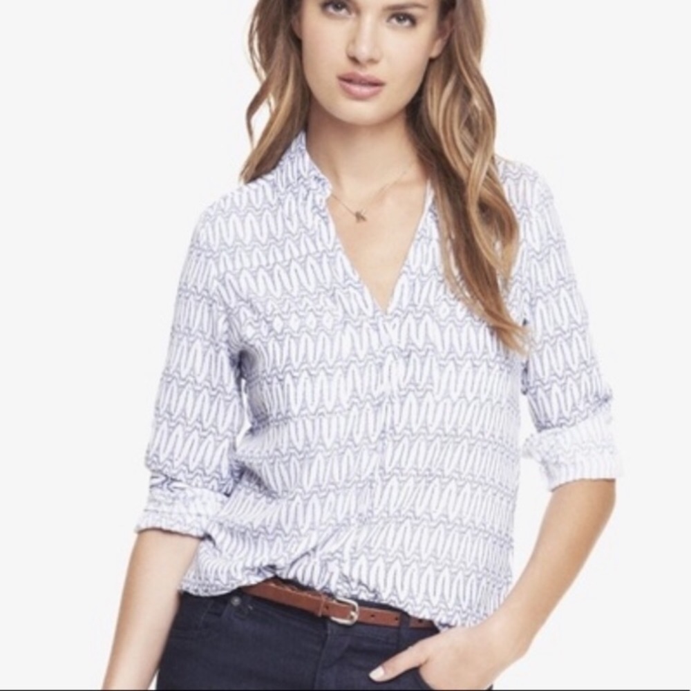 EXPRESS Portofino “Eiffel Tower” Print Button Down Shirt - Picture 7 of 13